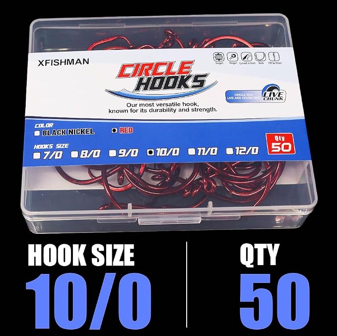XFISHMAN Circle-Hooks-Fishing-Equipment-Octopus-Hooks-Saltwater-50 Pack #1 –12/0
