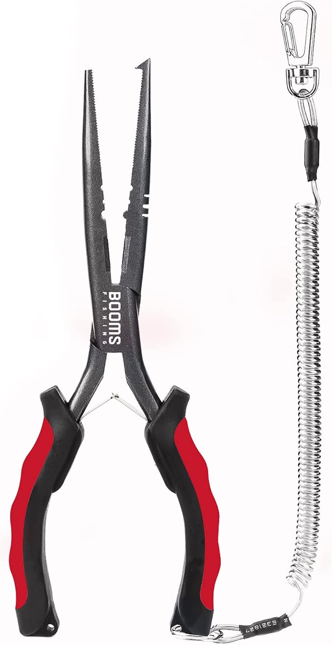 Booms Fishing F03 Needle Nose Fishing Pliers, 9" Fisherman's Pliers, Long Nose Hook Remover, Saltwater Resistant Fishing Gear