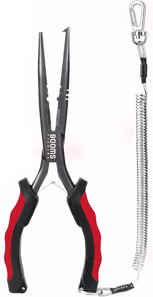 Booms Fishing F03 Needle Nose Fishing Pliers, 9" Fisherman's Pliers, Long Nose Hook Remover, Saltwater Resistant Fishing Gear