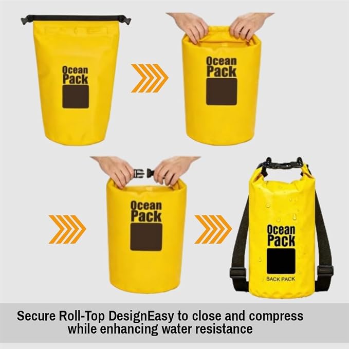 Waterproof Dry Bag Set of 3 – Roll Top Waterproof Bags 15L 20L 30L – 500D PVC Floating Dry Bags for Kayaking, Camping, Beach and Travel – Lightweight Compression Design (yellow, black, and purple)