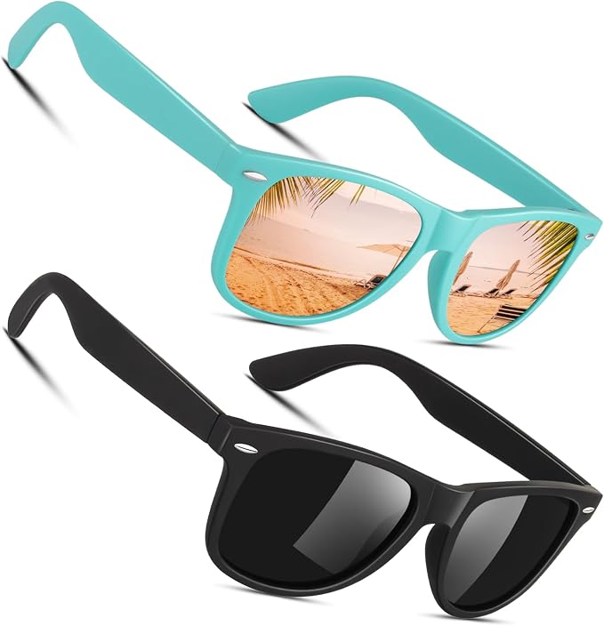 Sunier Polarized Sunglasses for Men and Women, Retro Square Matte Finish UV400 Protection Shades for Driving, Fishing