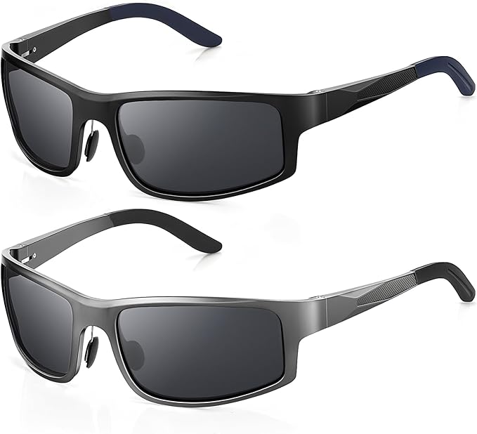Unbreakable Polarized Sports Sunglasses for Men, Scratch/Seawater-Proof/Oleophobic Coating Lens, Aluminum Frame Sun Glasses