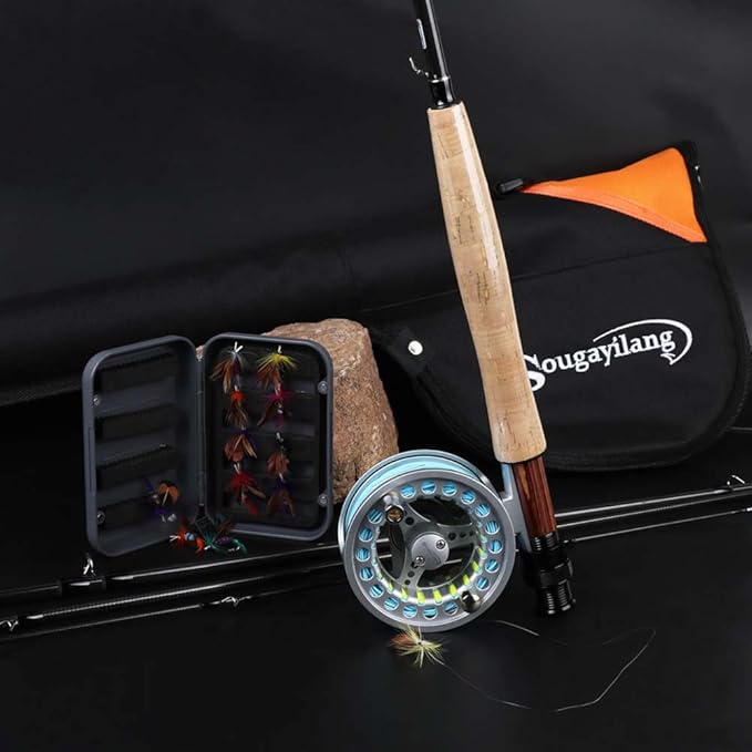 Sougayilang Saltwater Freshwater Fly Fishing Rod with Reel Combo Kit