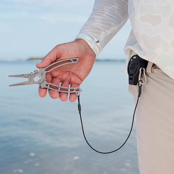 danco Titanium Dual Cutter 7" Fishing Plier, Fishing Line and Wire Cutter, Saltwater Safe, Fresh/Saltwater Fishing, Sheath and Lanyard Included