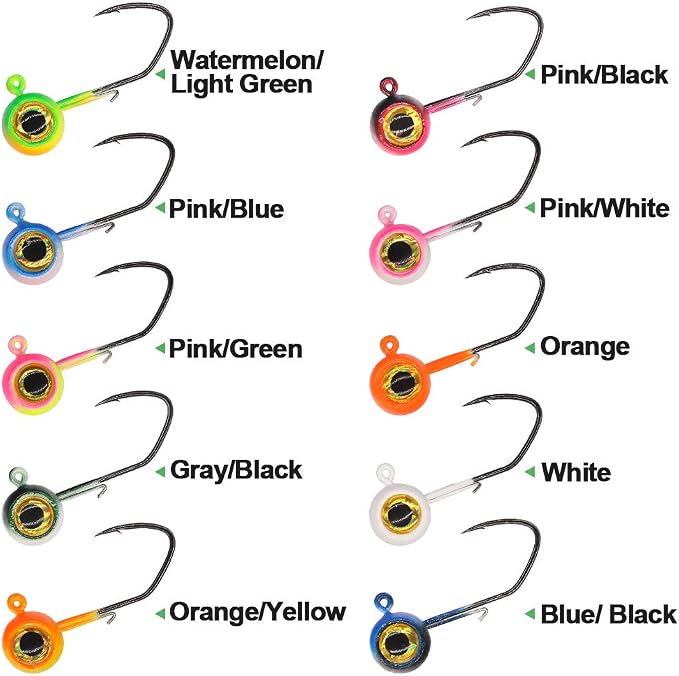 Crappie Jig Heads Kit With Underspin Spinner Blade, Lures and Jigs for Fishing - 30 & 50 Pack, 1/8, 1/16, 1/32 oz