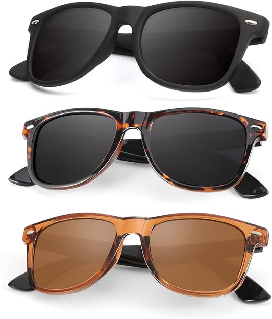 KALIYADI Polarized Sunglasses for Men and Women Matte Finish Sun glasses Color Mirror Lens UV Blocking (3 Pack)