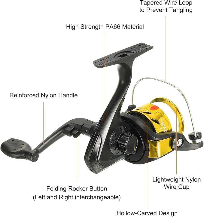 PATIKIL Fishing Reel Left/Right Interchangeable Handle with Fishing Lines