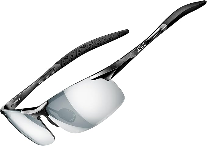 ATTCL 0.9 oz Polarized Sunglasses Men Sports: UV Protection Anti Glare Wrap Around Lightweight Metal Fishing Golf Running