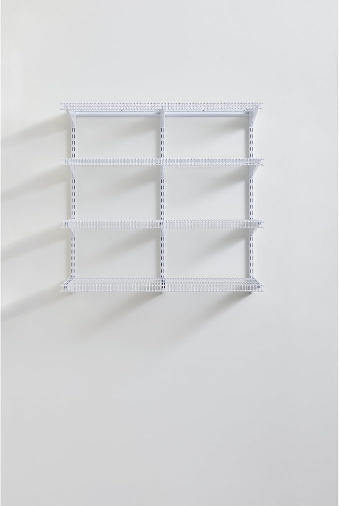 Rubbermaid 36" Pantry Organization Shelf System Direct Wall Mount 4 Shelves and Mounting Hardware Kit Included White Wire Shelving System for Home/Pantry/Closet