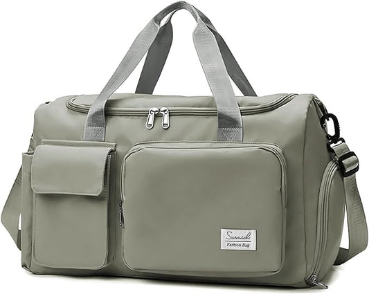 Suruid Sports Gym Duffel Bag with Shoes Compartment and Dry Wet Separated Pocket for Men and Women - Overnight Weekender Training Handbag Yoga Bag - Dark Gray