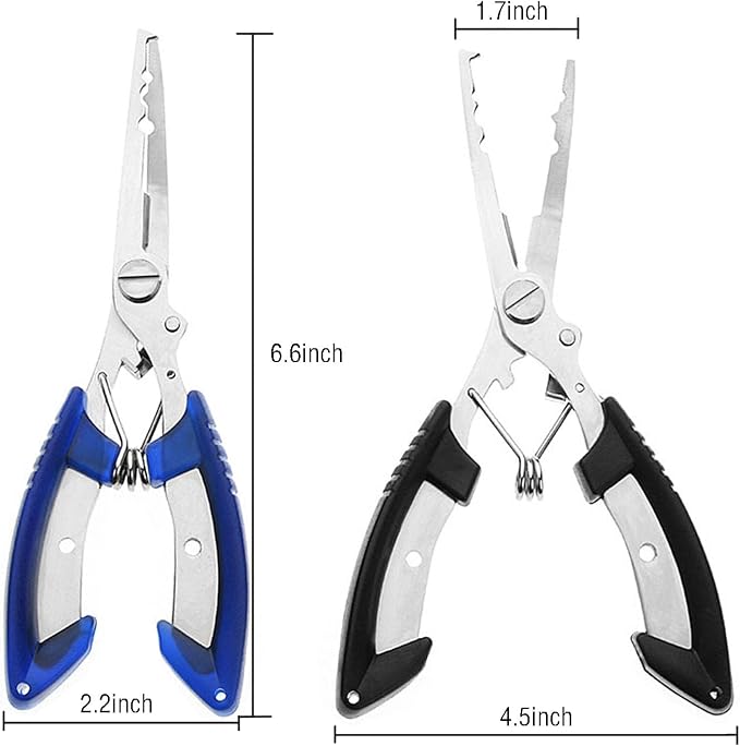 Fishing Pliers Long Nose Hook Remover 2 Multi-function Scissors Braid Cutters Lightweight Stainless Steel Fishing Tools Split Ring Opener Fish Gripper Gear Accessories