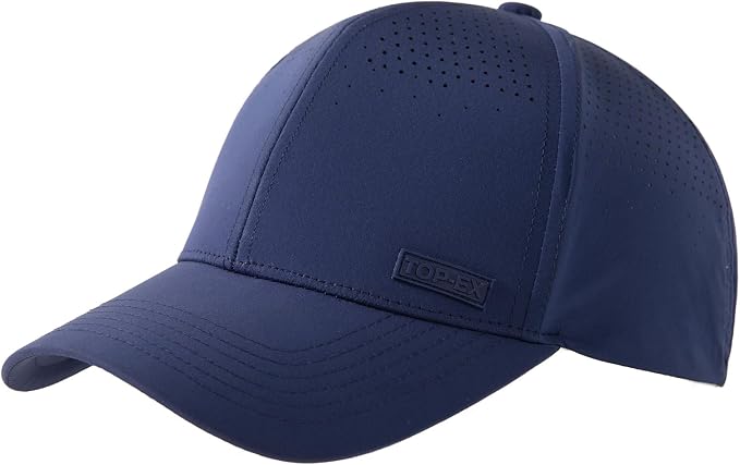 TOP-EX Performance Baseball Cap Water-Resistant Beathable Golf Running Cap Laser Cut Mesh Ball Curved Brim Snapback Hat