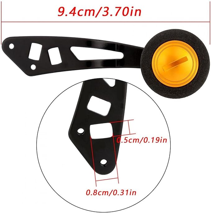 Fishing Reel Handle Replacement, Power Handle with EVA Knob Single Rocking Arm for Low Profile Baitcasting Reels, Upgrade & Repair Tool Accessories (Black Gold)