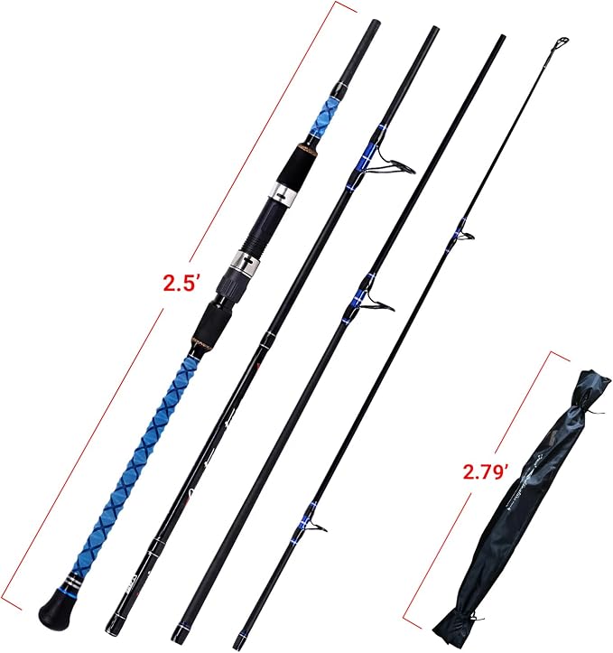 Fiblink Surf Spinning Fishing Rod Carbon Travel Surf Rod 2 Piece/3 Piece/4 Piece Spinning Fishing Rod 9'/10'/11'/12'/15'