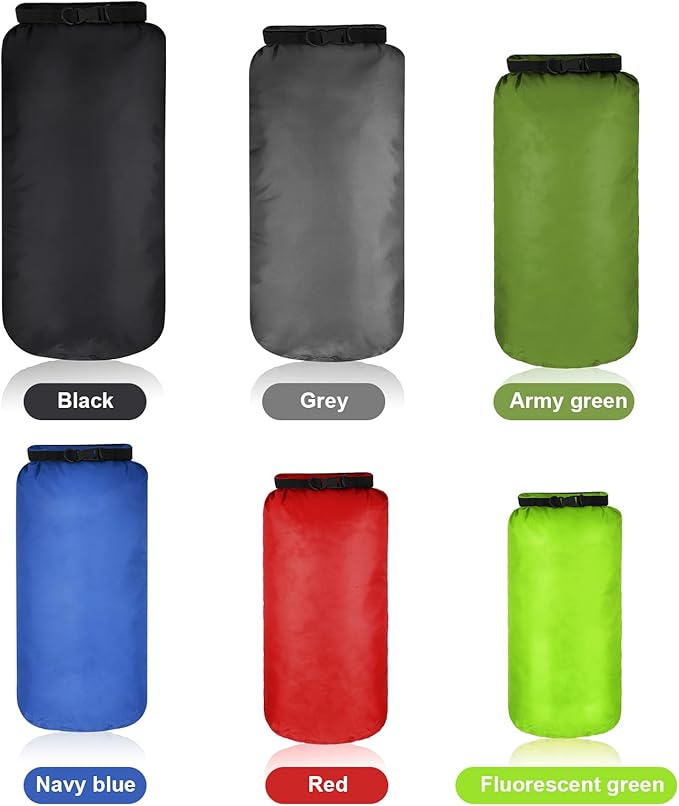 Shappy 6 Pcs Waterproof Dry Bag Set Ultralight Stuff Sack 20/15/10/8/5/3L Backpacking Bag with Long Adjustable Strap Outdoor Keep Gear Dry Sack for Camping Kayaking Boating Hiking Travel