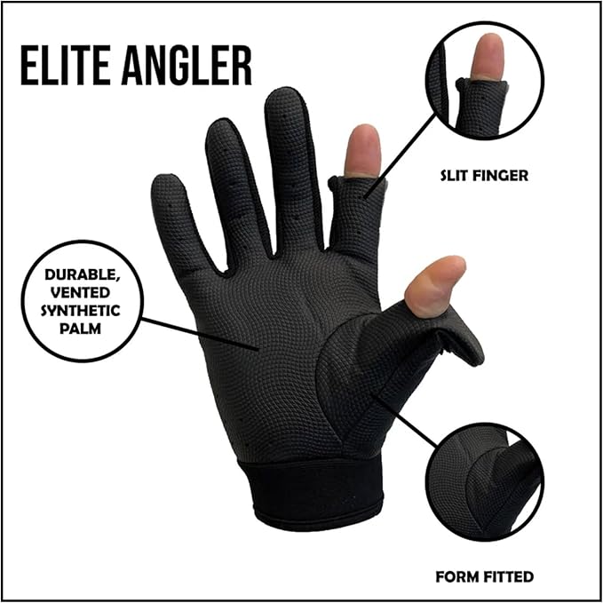 Glacier Glove Unisex Elite Angler Durable Water-Resistant Quick-Dry Multi-Functional Outdoor Slit-Finger Form-Fitted Gloves