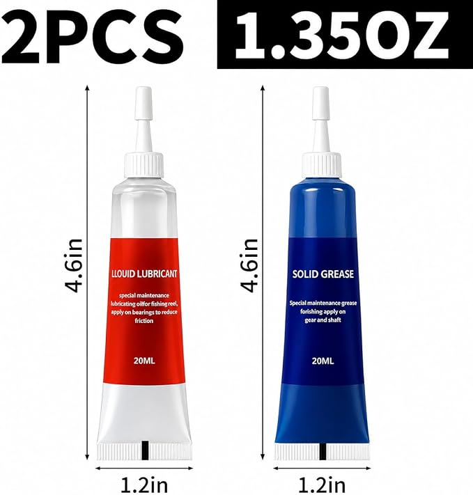 TBTFW Fishing Reel Grease, Fishing Reel Oil, Long-Lasting Lubrication, Set for All Types of Fishing Reels(1set or 2sets)