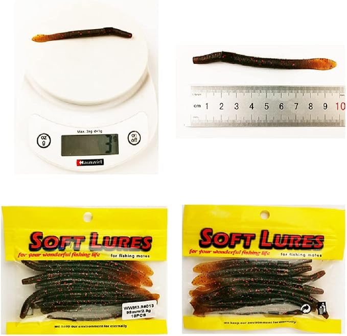 Soft Baits Finesse Worms Flat Tail Stick Worm(10cm/3.94in 2.9g/0.1oz. 6 Color Option)