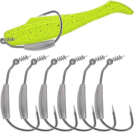 Weighted-Swimbait-Hooks-Jig-Heads-Soft Plastic Worm Fishing Hooks 3/0 4/0 5/0 6 Pack