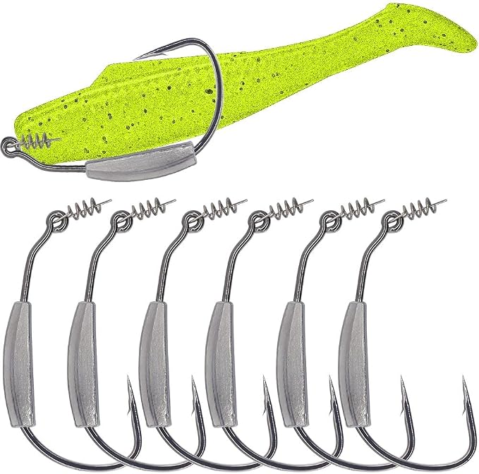 Weighted-Swimbait-Hooks-Jig-Heads-Soft Plastic Worm Fishing Hooks 3/0 4/0 5/0 6 Pack