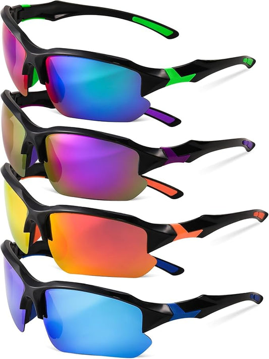 4 PACK Polarized Sport Sunglasses for Women Men UV Protection,Running Cycling Fishing Sunglasses Outdoor