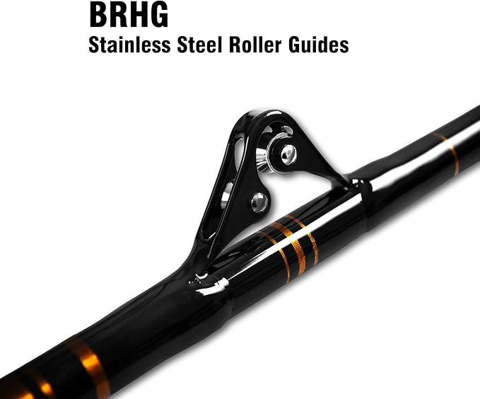 Fiblink Bent Butt Fishing Rod 2-Piece Saltwater Offshore Trolling Rod Big Game Roller Rod Conventional Boat Fishing Pole