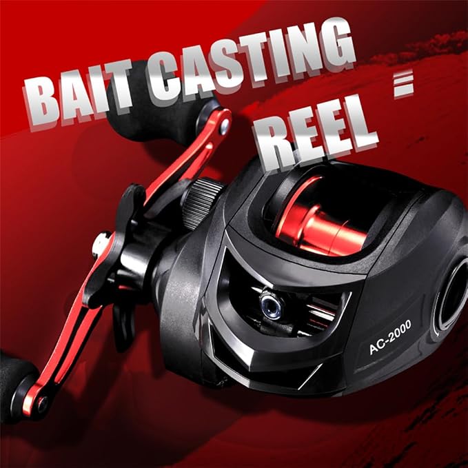 Rooblinos AC Baitcasting Fishing Reel Lightweight Aluminum Spool Fishing Reel 17.6Lbs Max Drag Magnetic Braking System 6.3:1 High-Speed Gear Ratio Saltwater Freshwater Baitcaster Reel