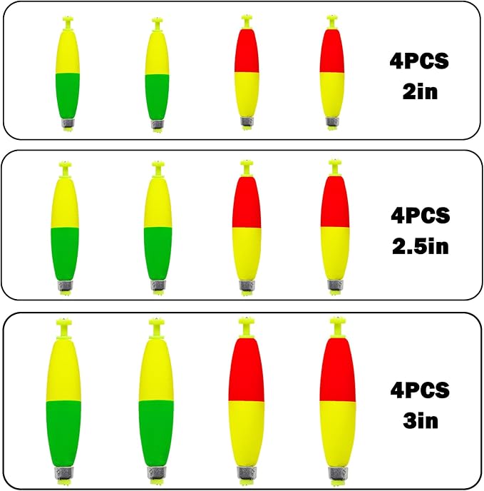12 Pcs Fishing Bobbers Floats,Snap-on Fishing Bobber Fishing Float Corks Weighted Bobbers for Fishing Crappie Panfish Bluegill Trout