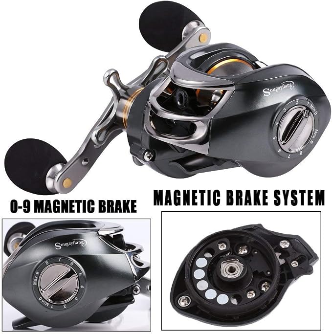 Sougayilang Baitcasting Fishing Reel, 11+1 Shielded Bearings, 18LB Carbon Fibre Drag, 7.0:1 Baitcsters,Magnetic Brake System Fishing Reel