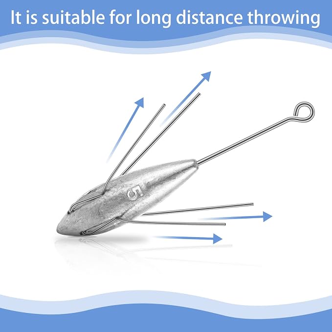Sotiff 5 Pcs Sputnik Sinker Surf Fishing Weights Fishing Equipment Long Tail Surfing Surf Casting Sinkers Spider Weights for Catfish Near Sea Ocean Ship Breakwater Large River Beach Man Gift