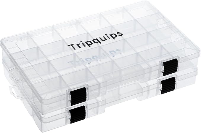 Tripquips 3600 Tackle Trays, Plastic Storage Organizer Box with Removable Dividers - Tackle Boxes - Fishing Tackle Storage - 3700 Tackle Trays - 2 Packs/4 Packs Box Organizer