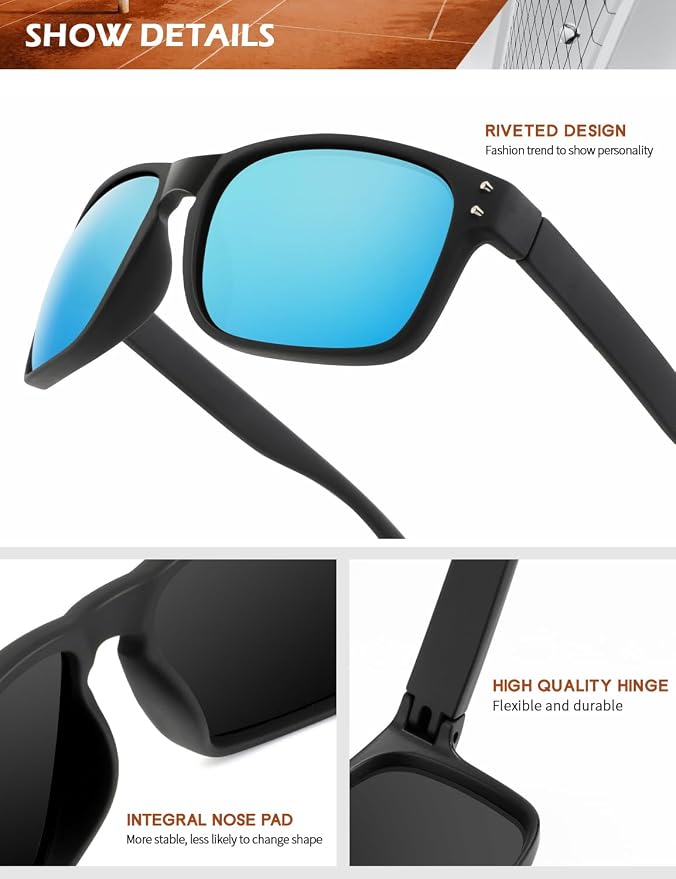 KALIYADI Polarized Sunglasses for Men and Women Vintage Style Sun Glasses for Fishing Running Driving with UV Protection