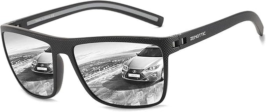 ZENOTTIC Polarized Sunglasses for Men Lightweight TR90 Frame UV400 Protection Square Sun Glasses