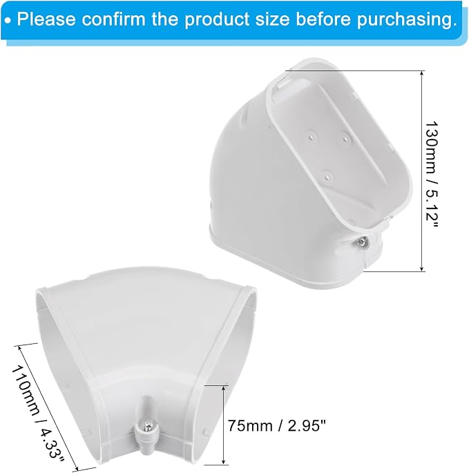 PATIKIL 4" PVC Decorative Line Cover, 45°Elbow Tubing Parts Accessories for Air Conditioner Central AC Heat Pump, White