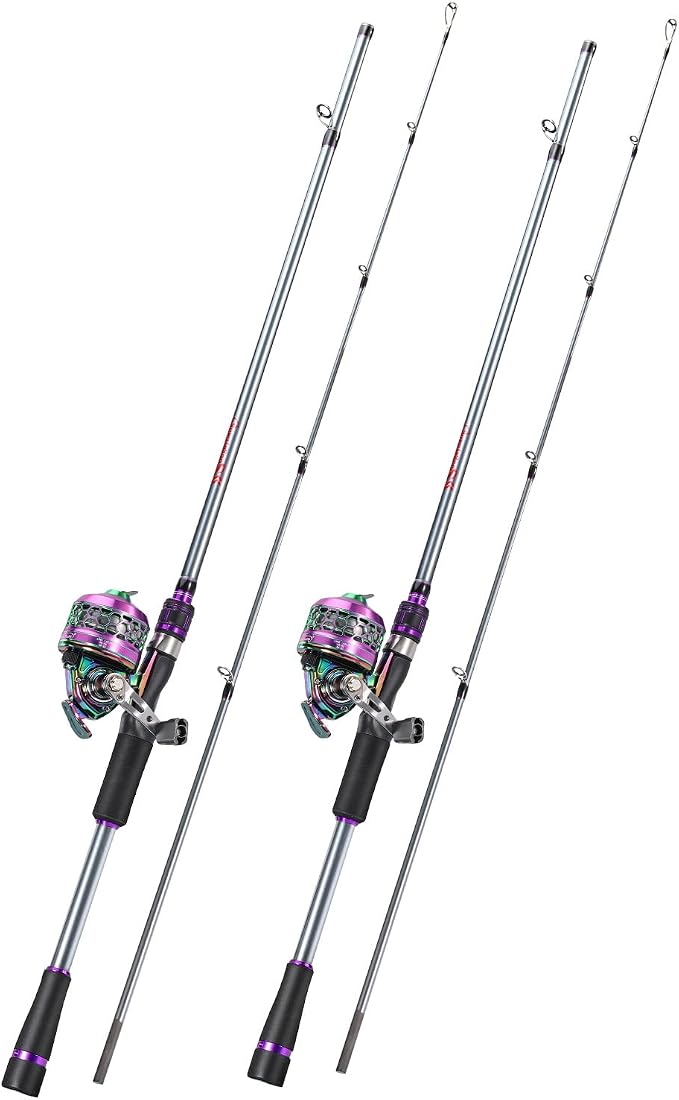 Sougayilang Fishing Reel Rod Combo, Two Pieces Colorful Poratble Light Weight Casting Rod with Spincast Fishing Reel for Freshwater