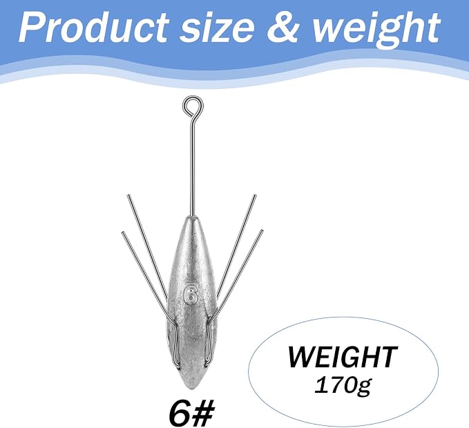Sotiff 5 Pcs Sputnik Sinker Surf Fishing Weights Fishing Equipment Long Tail Surfing Surf Casting Sinkers Spider Weights for Catfish Near Sea Ocean Ship Breakwater Large River Beach Man Gift