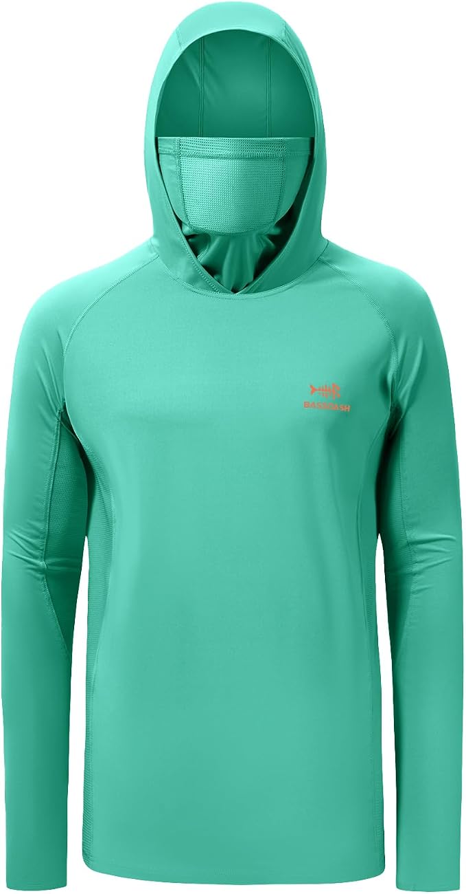 BASSDASH UPF 50+ Men’s Long Sleeve Fishing Shirt with Mask UV Neck Gaiter Hoodie
