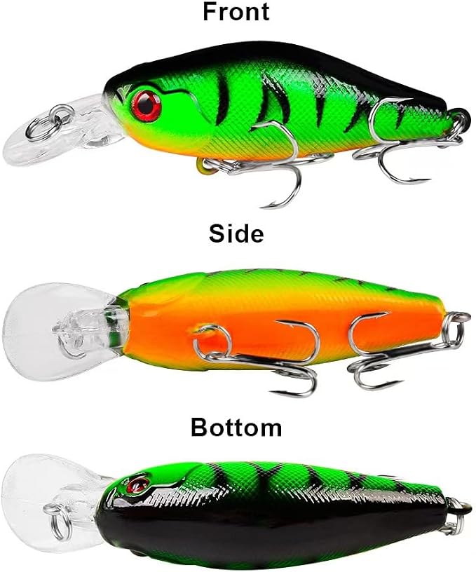5Pcs Bass Fishing Lures Kit, Minnow Fishing Lures Crankbaits Set，Crank Bait Fishing Lures, Topwater Crankbaits Hard Baits for Bass Trout Freshwater and Saltwater