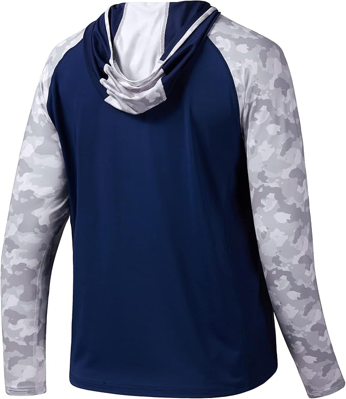 BASSDASH Men’s UPF 50 Performance Fishing Shirt Cooling Hoodie Camo Long Sleeve FS17M