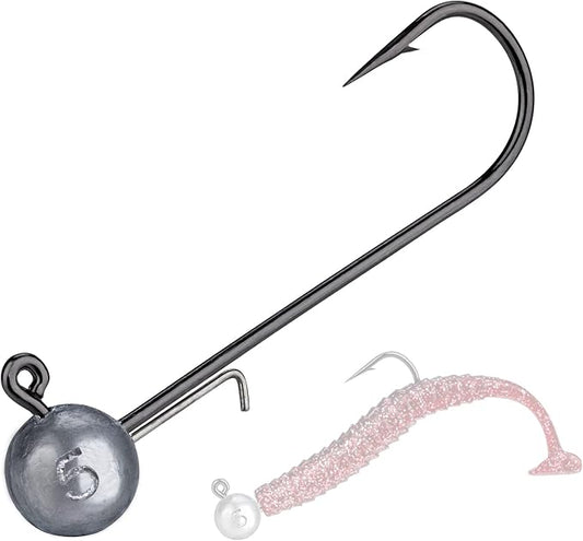 THKFISH Ball Jig Heads 1/2oz 3/8oz 1/4oz 1/6oz Lead Head Fishing Jigs Saltwater Freshwater Swimbait Jig Heads for Crappie Walleye Bass Trout 10pcs…