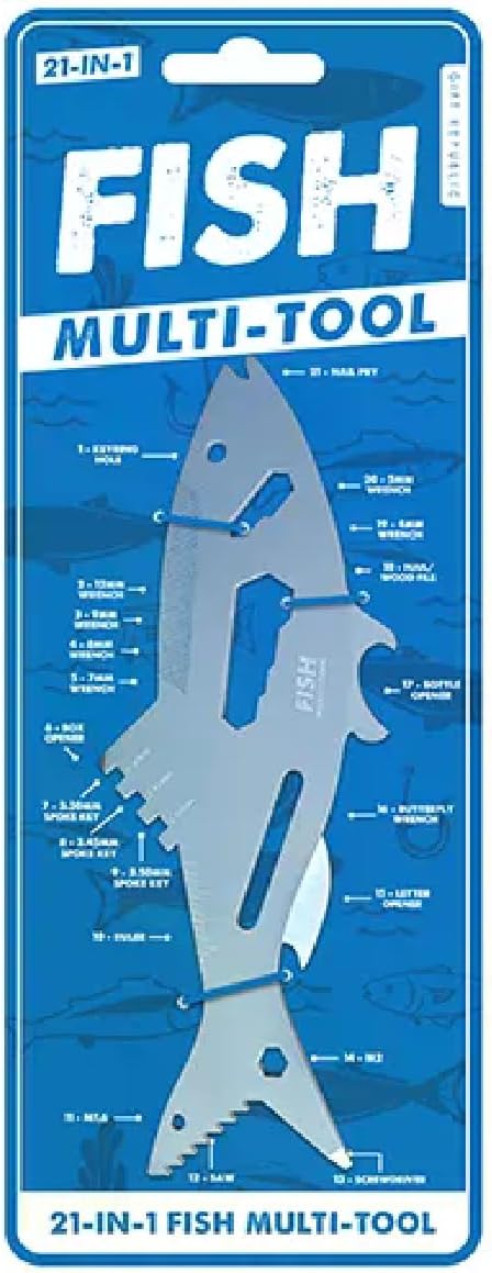 Gift Republic 21-in-1 Fish Multi-Tool Gadget, Gray
