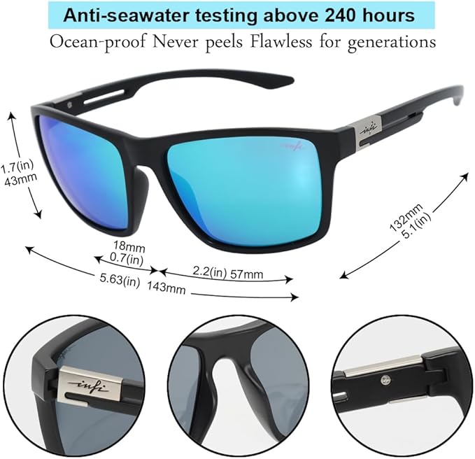 INFI Fishing Polarized Sunglasses for Men Driving Running Golf Sports Glasses Square UV Protection Designer Style Unisex