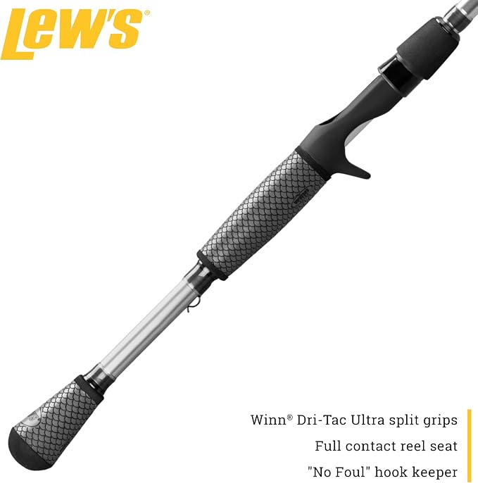 Lew's American Hero Tier 1 Casting Fishing Rod, HM50 Graphite Blank with Stainless Steel Guides, Split Grip EVA Handle, Multicam