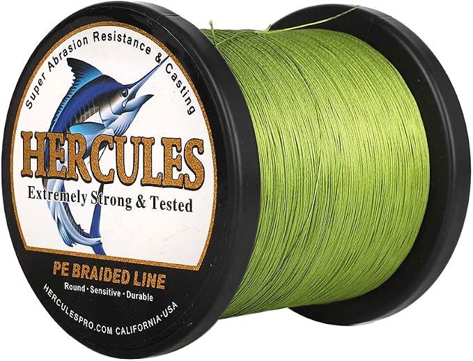 HERCULES Cost-Effective Super Cast 8 Strands Braided Fishing Line 10LB to 300LB Test for Salt-Water,109/328/547/1094 Yards(100M/300M/500M/1000M),Diam.#0.12MM-1.2MM,Hi-Grade Performance,Variety Colors