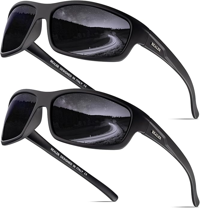 BEALER Polarized Sports Sunglasses for Men Lightweight TR90 Frame Sun Glasses Driving Cycling Fishing UV Protection Shades