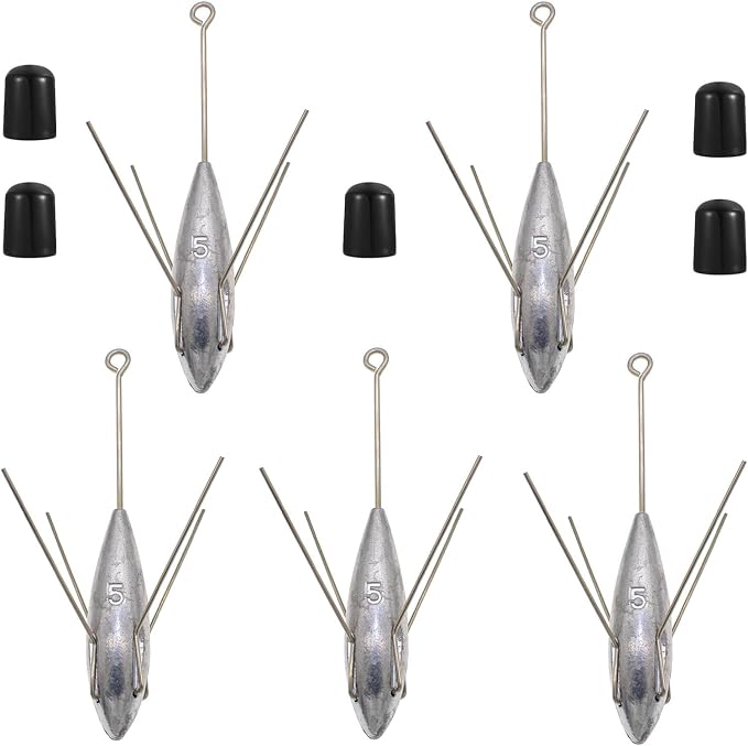5 Pcs Sputnik Sinker Fishing Weights Lead Surfing Casting Spider Sinkers Long Tail Fishing Equipment for Catfish Saltwater Beach Sand Ocean