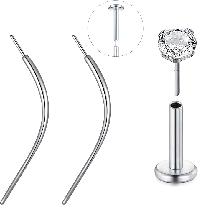 QWALIT Piercing Taper Threadless Insertion Tool - Titanium Labret Pin 16g, 18g, 20g