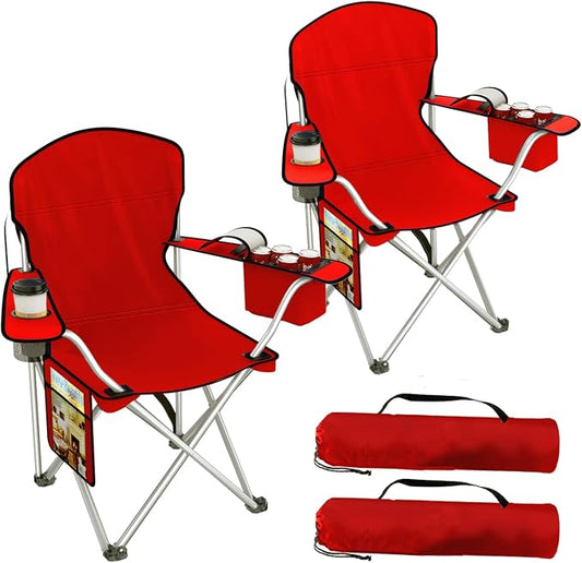 VTOY Folding Camping Chairs Durable 600D Oxford, Portable Outdoor Chair with Cooler Pouch, Cup Holder & Storage Pocket for Camping, Beach, Fishing