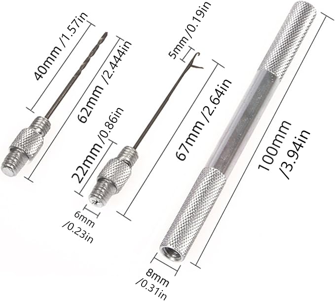 Fishing Bait Needle Kit, 2 Packs Aluminum Alloy Fishing Baiting Rigs Tool Kit Fishing Rigging Bait Needle Tool Fishing Bait Needle Swinger Driller Kit Fishing Accessories for Lures Bait Driller