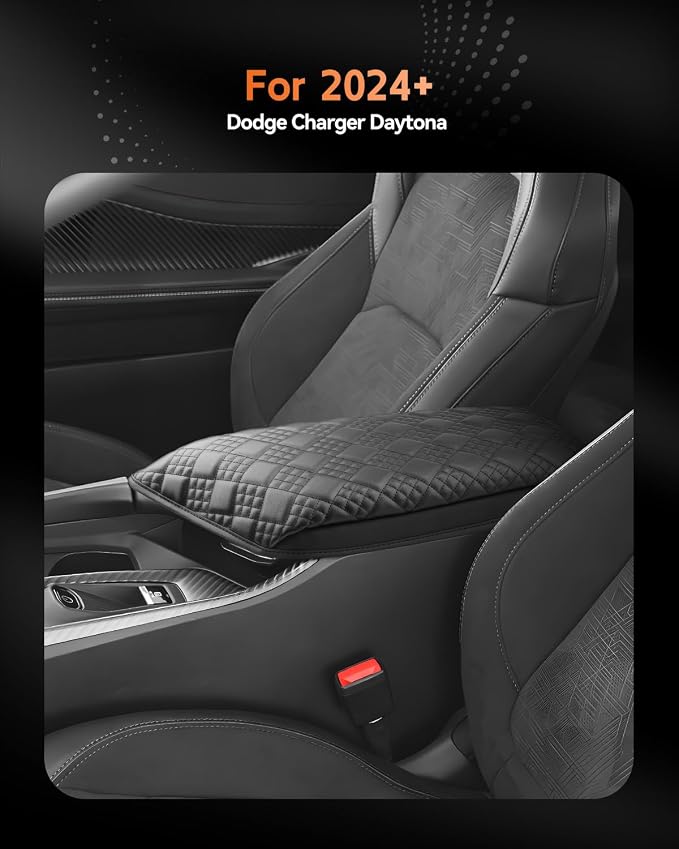 CDEFG for 2024 2025 2026 Dodge Charger Daytona Center Console Cover Armrest Box Cover for Charger Daytona (R/T, Scat Pack) Accessories Console Arm Rest Protector Thickened